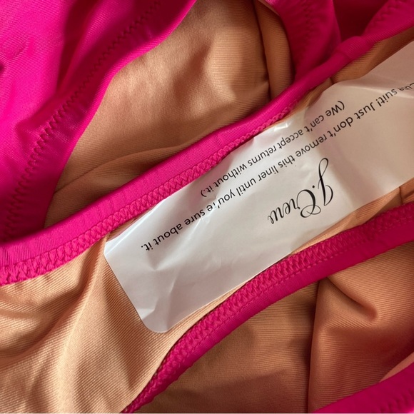 J. Crew Fuchsia Pink Ruched Ruffle One Piece Swimsuit Bathing Suit Women’s NEW - Picture 4 of 12